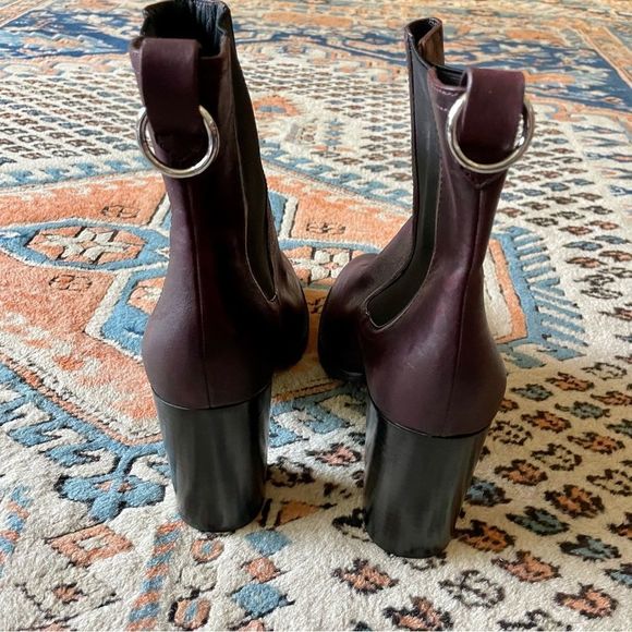 Paige Natasha Wine Red Water Resistant Stack Heel Chelsea Booties - Picture 3 of 6